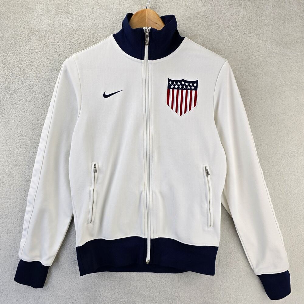 Nike Team USA Soccer Track Jacket Mens Small White N98 Authentic World Cup Fifa